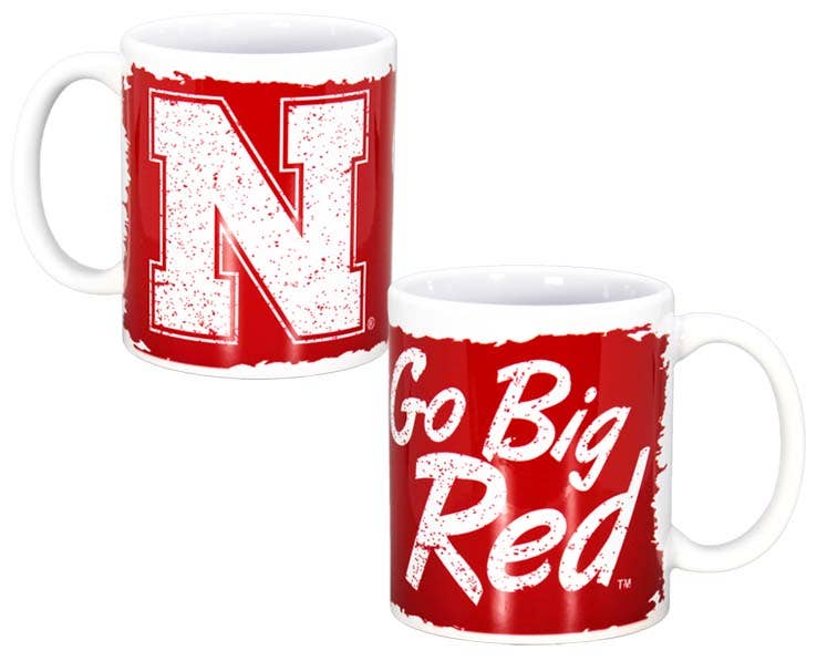 NEBRASKA CORNHUSKERS MUG CERAMIC TORN DESIGN
