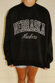 L/XL-WHITE POLKA DOT NEBRASKA CURSIVE HUSKERS BLACK MOCKNECK